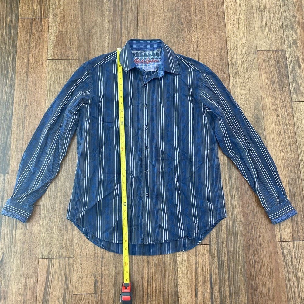 ROBERT GRAHAM Men's blue Long Sleeve Designer Shirt - Large